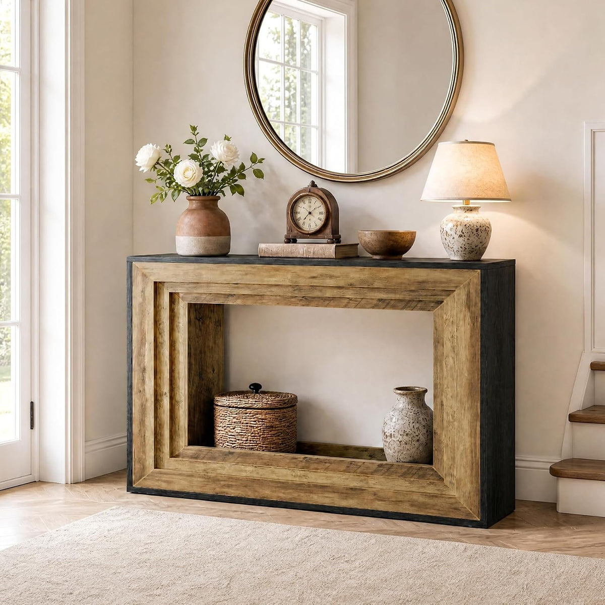 105cm Console Table, Narrow 2-Tier Hallway Table for Living Room Entryway