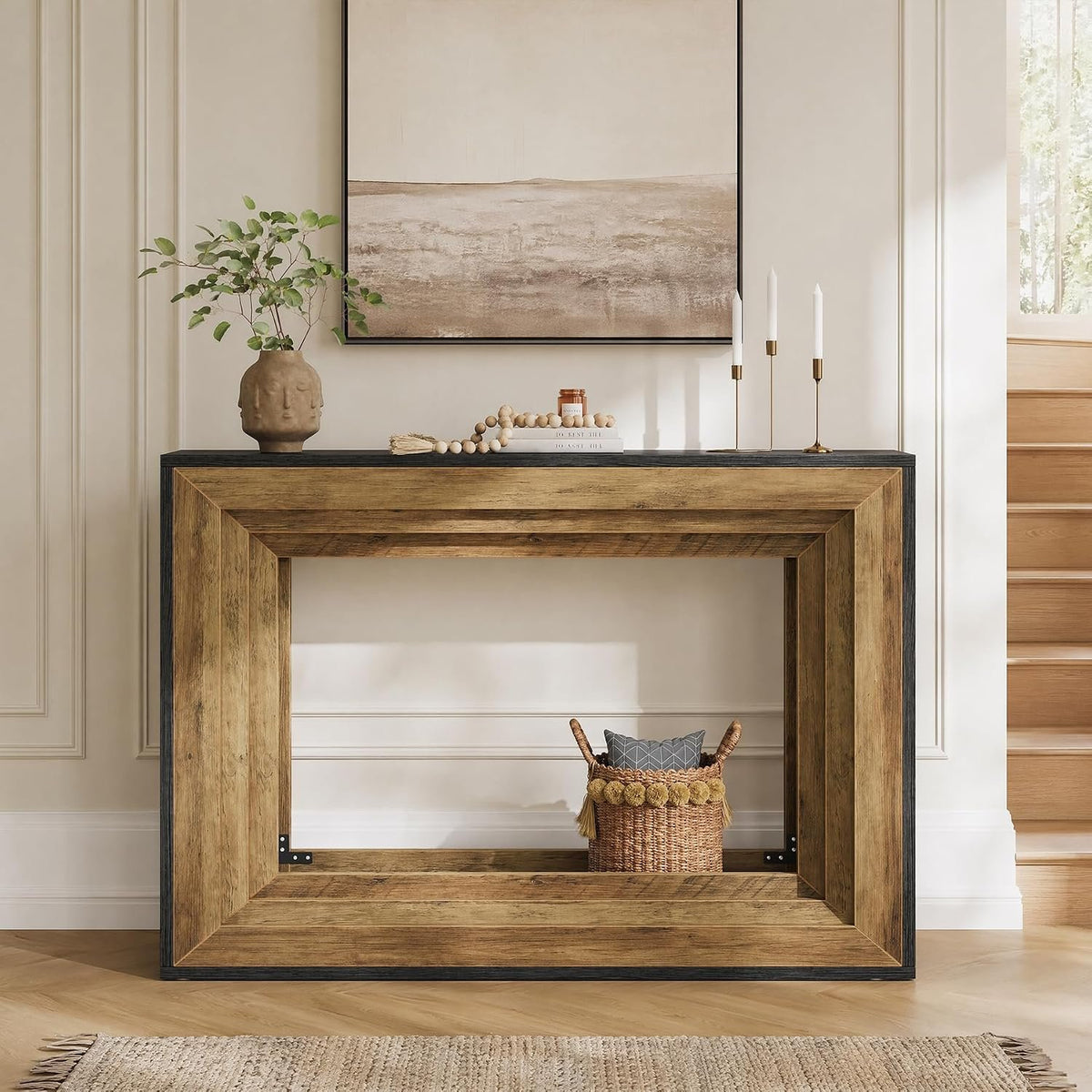 105cm Console Table, Narrow 2-Tier Hallway Table for Living Room Entryway