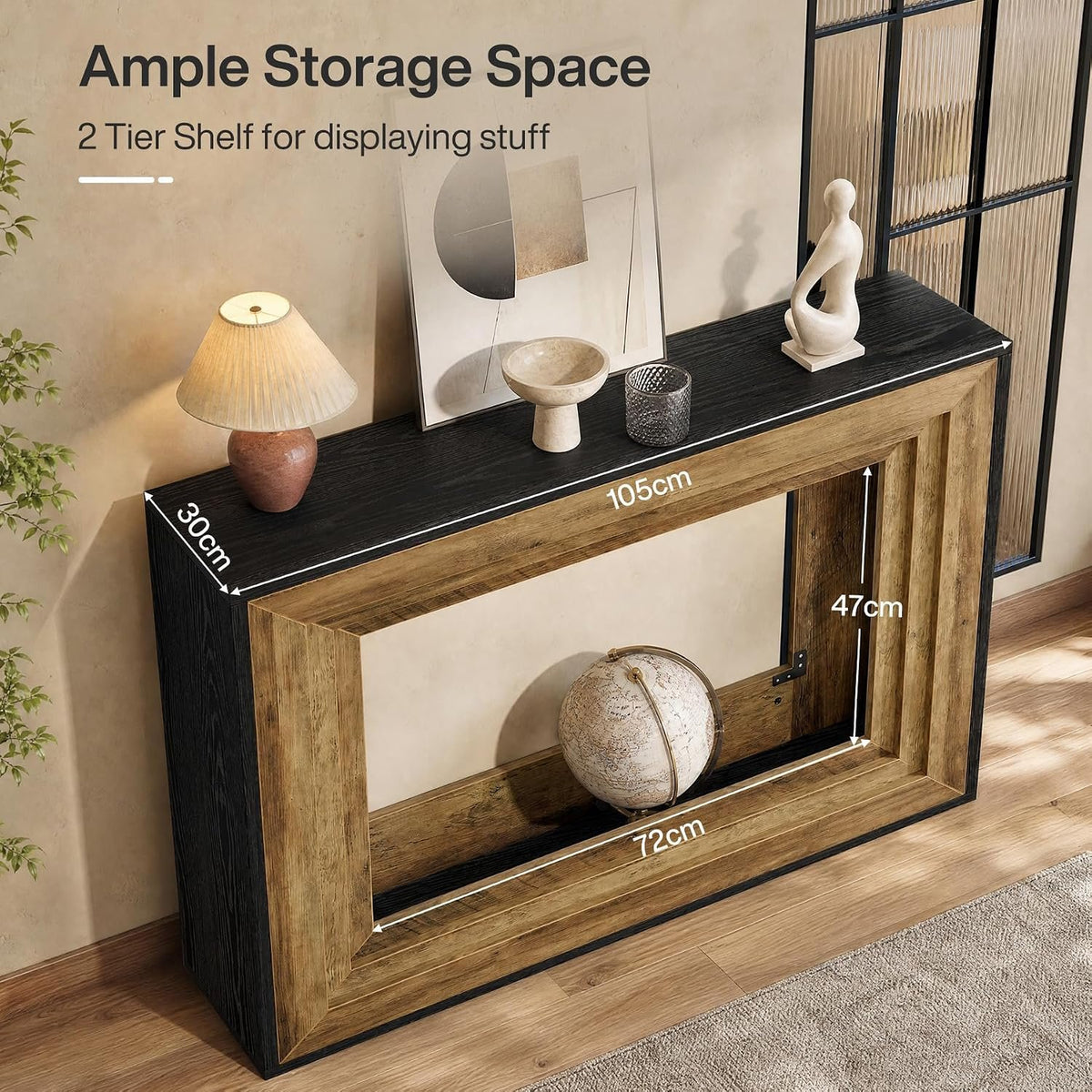 105cm Console Table, Narrow 2-Tier Hallway Table for Living Room Entryway