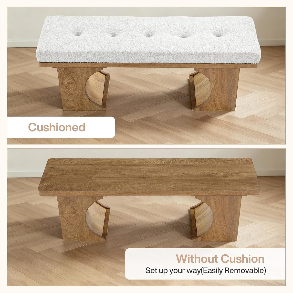 120cm Entryway Bench, Upholstered Shoe Bench with Cushion & Curved Wooden Legs for Hallway Living Room