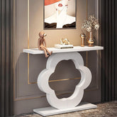 100cm Console Table, Narrow White High Gloss Flower Frame for Hallway Living Room 3