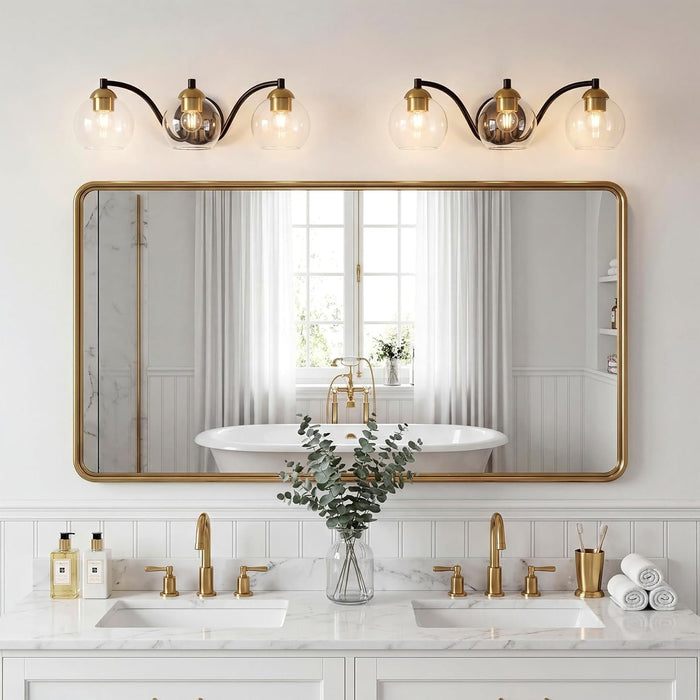 Tribesigns Modern bathroom wall light, 3 glass globes with metal frame, dimmable, E27 fitting