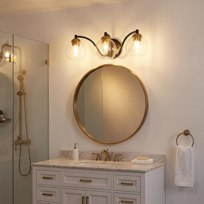 Tribesigns Modern bathroom wall light, 3 glass globes with metal frame, dimmable, E27 fitting