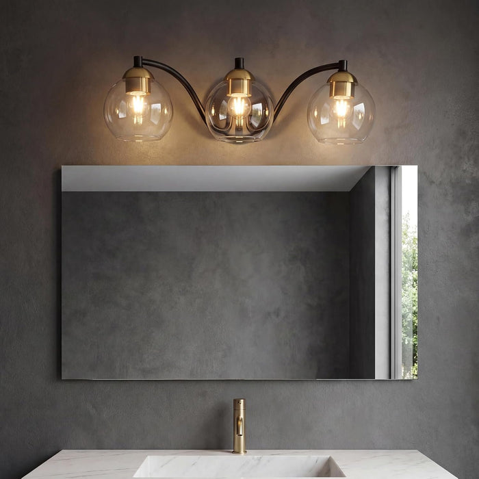 Tribesigns Modern bathroom wall light, 3 glass globes with metal frame, dimmable, E27 fitting