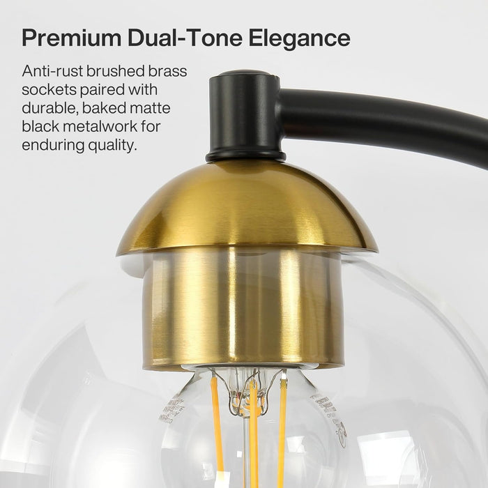 Tribesigns Modern bathroom wall light, 3 glass globes with metal frame, dimmable, E27 fitting
