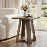 50cm Square Side Table, Rustic X-Base Nightstand 3