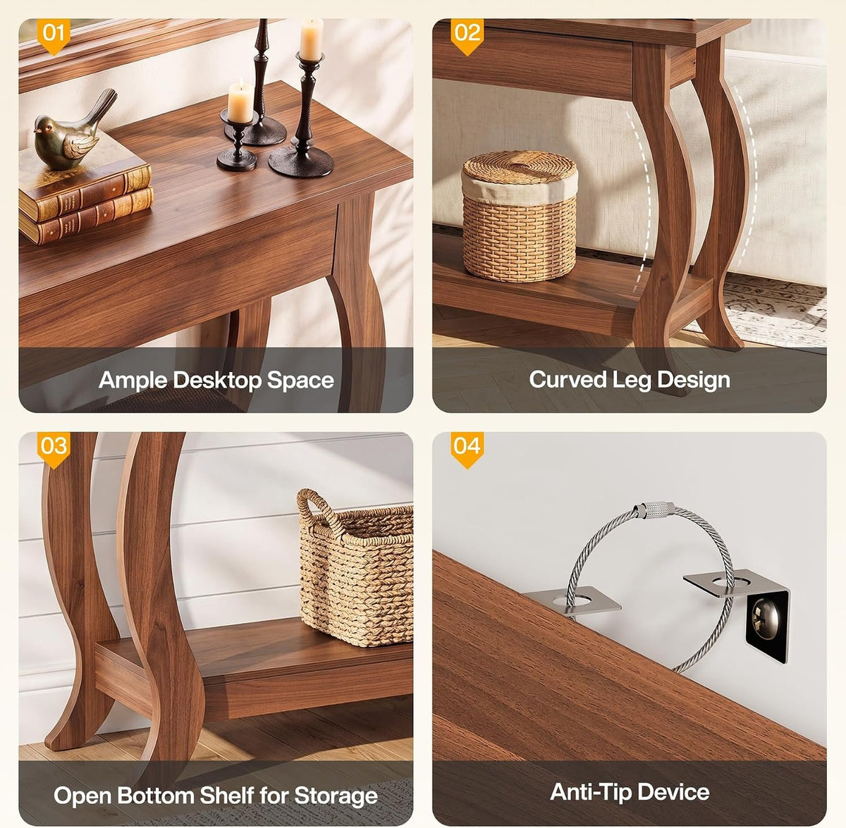 105cm Console Table, Farmhouse Sofa Table with Drawer & Shelf for Entryway Living Room