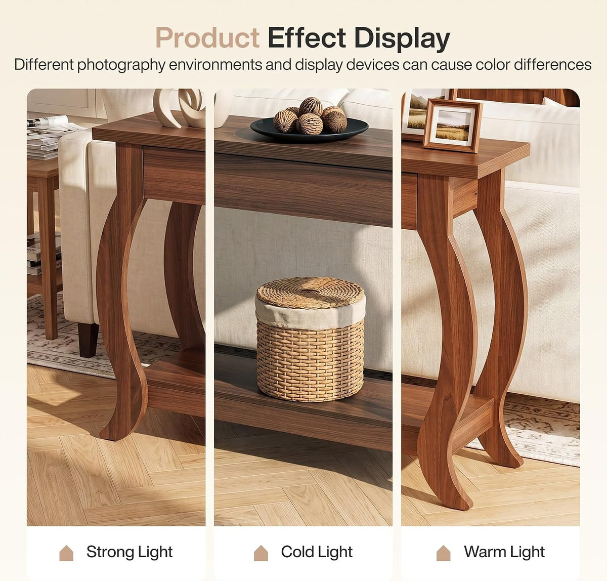 105cm Console Table, Farmhouse Sofa Table with Drawer & Shelf for Entryway Living Room