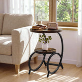 50cm C-Shaped Side Table, 2-Tier Round End Table with Storage 3