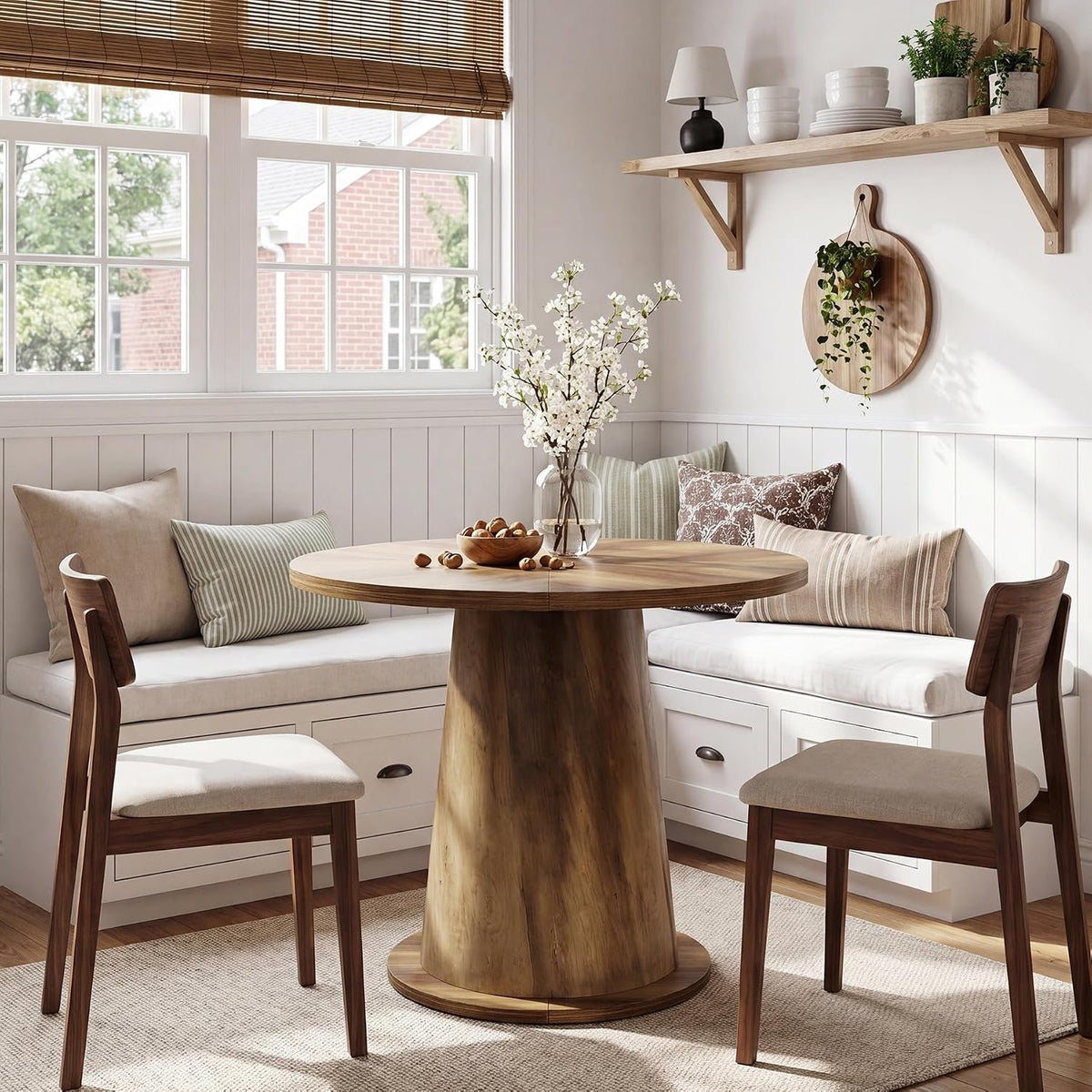 80cm Round Dining Table, 2-4 Seater Sturdy Pedestal Kitchen Table