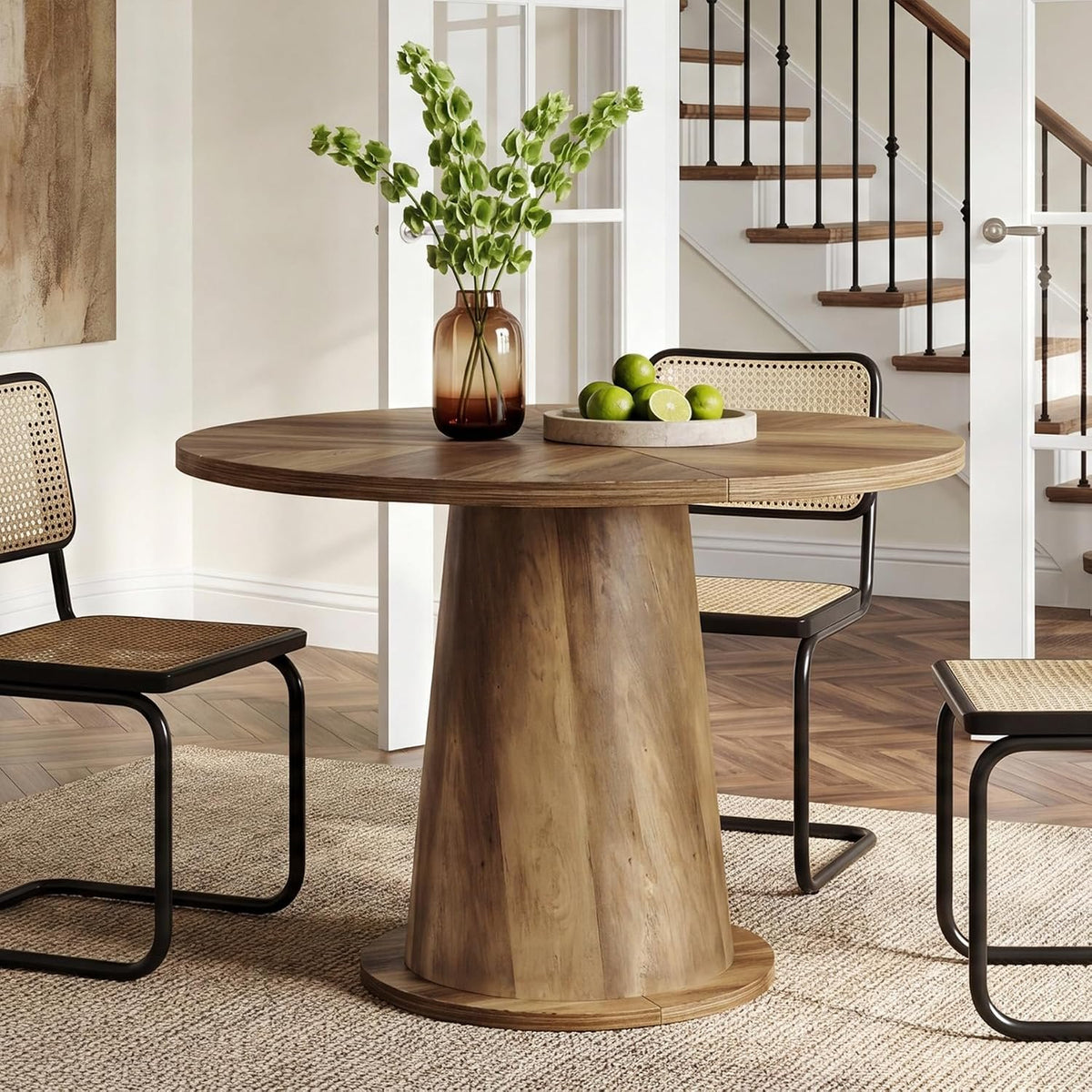 80cm Round Dining Table, 2-4 Seater Sturdy Pedestal Kitchen Table