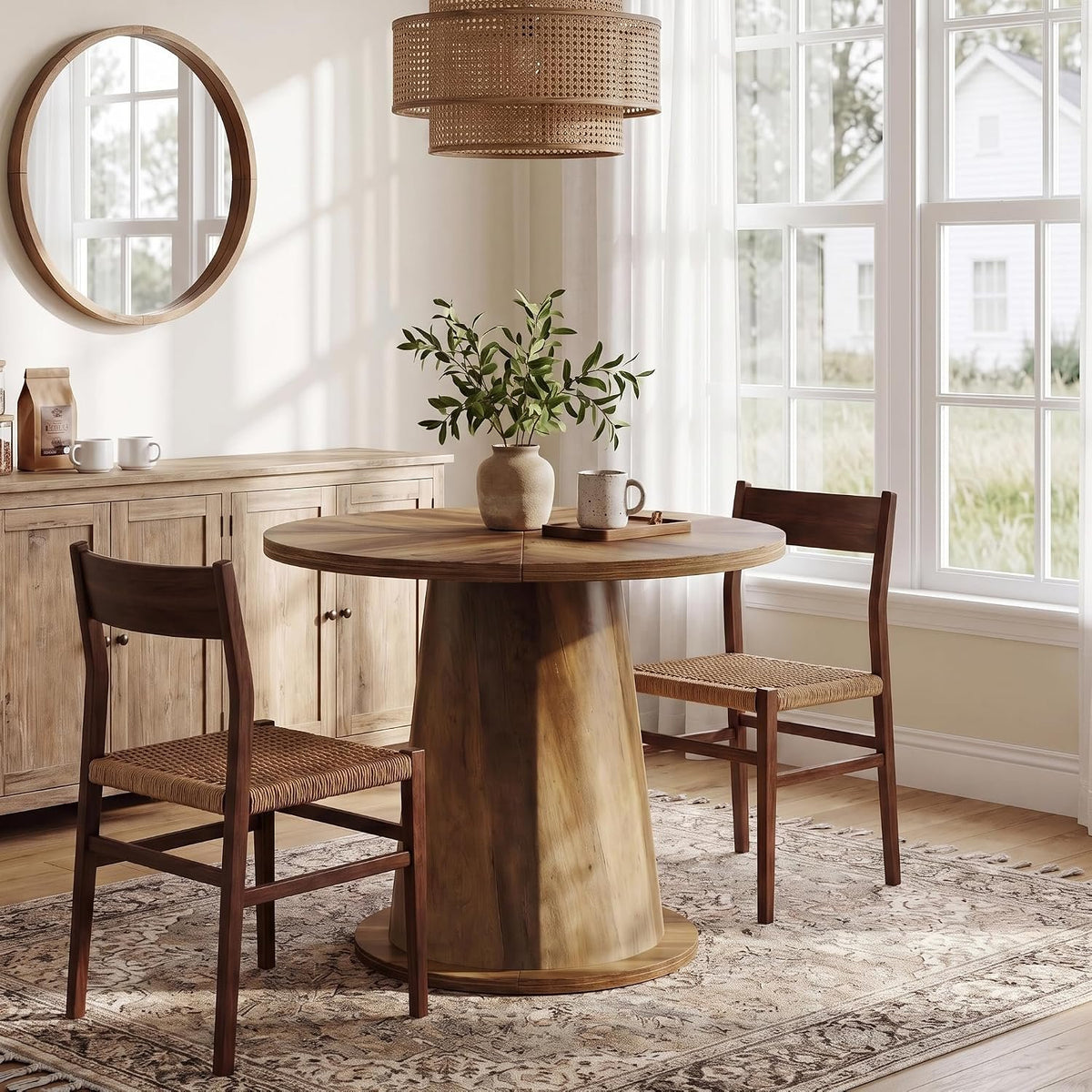 80cm Round Dining Table, 2-4 Seater Sturdy Pedestal Kitchen Table