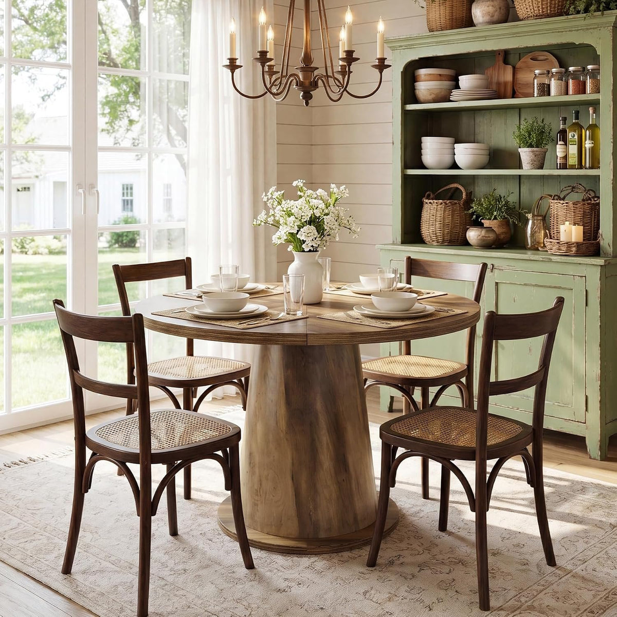80cm Round Dining Table, 2-4 Seater Sturdy Pedestal Kitchen Table