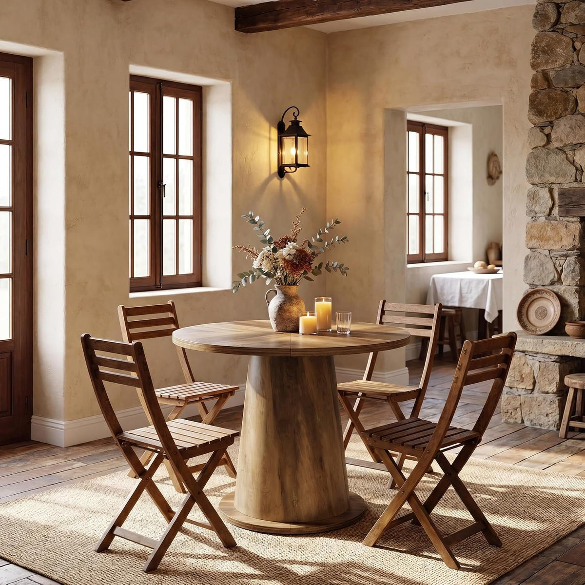 80cm Round Dining Table, 2-4 Seater Sturdy Pedestal Kitchen Table