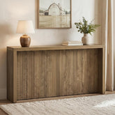 160cm Console Table, Rustic Ribbed Wooden Hallway Table 3