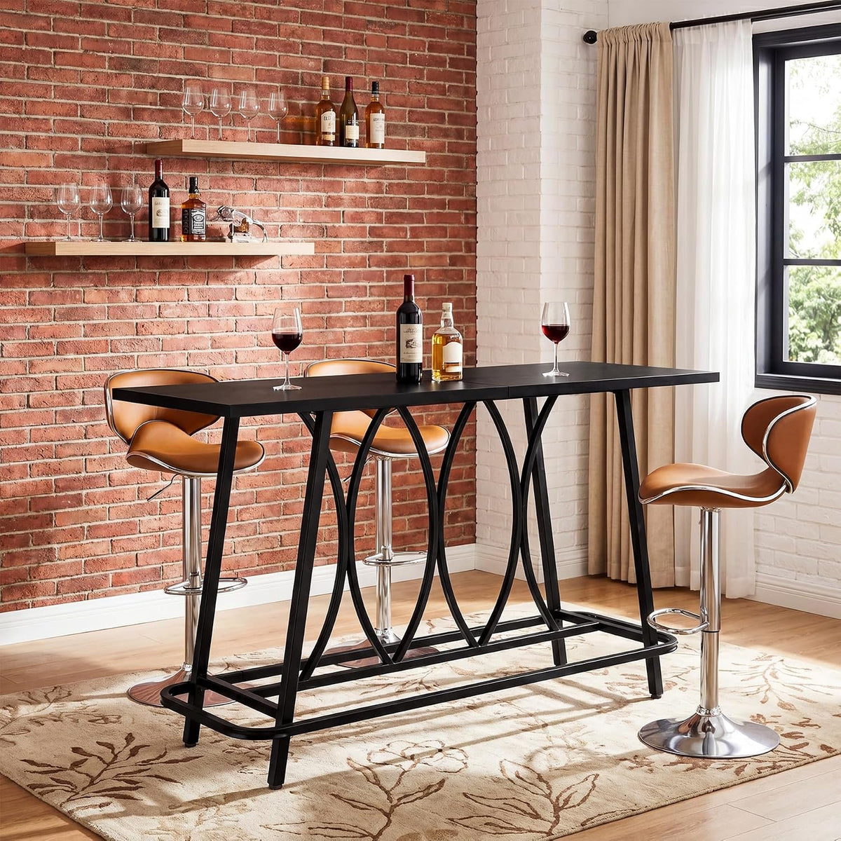 160cm Console Table, Narrow Rustic Metal Hallway Table