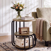 50cm Round Side Table, 3-Tier Industrial Metal Frame Storage Table for Living Room 3