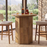 80cm Round Bar Table, Rustic High Pub Table with Storage Cabinet for Home Bar Kitchen 3
