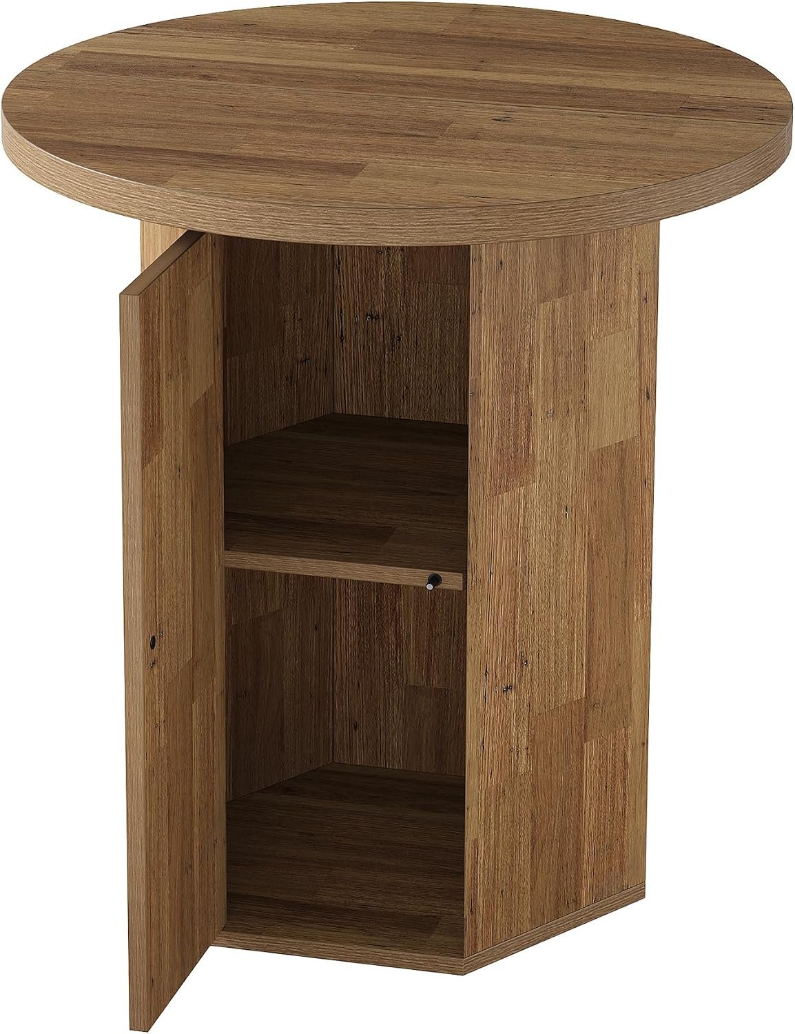 80cm Round Bar Table, Rustic High Pub Table with Storage Cabinet for Home Bar Kitchen