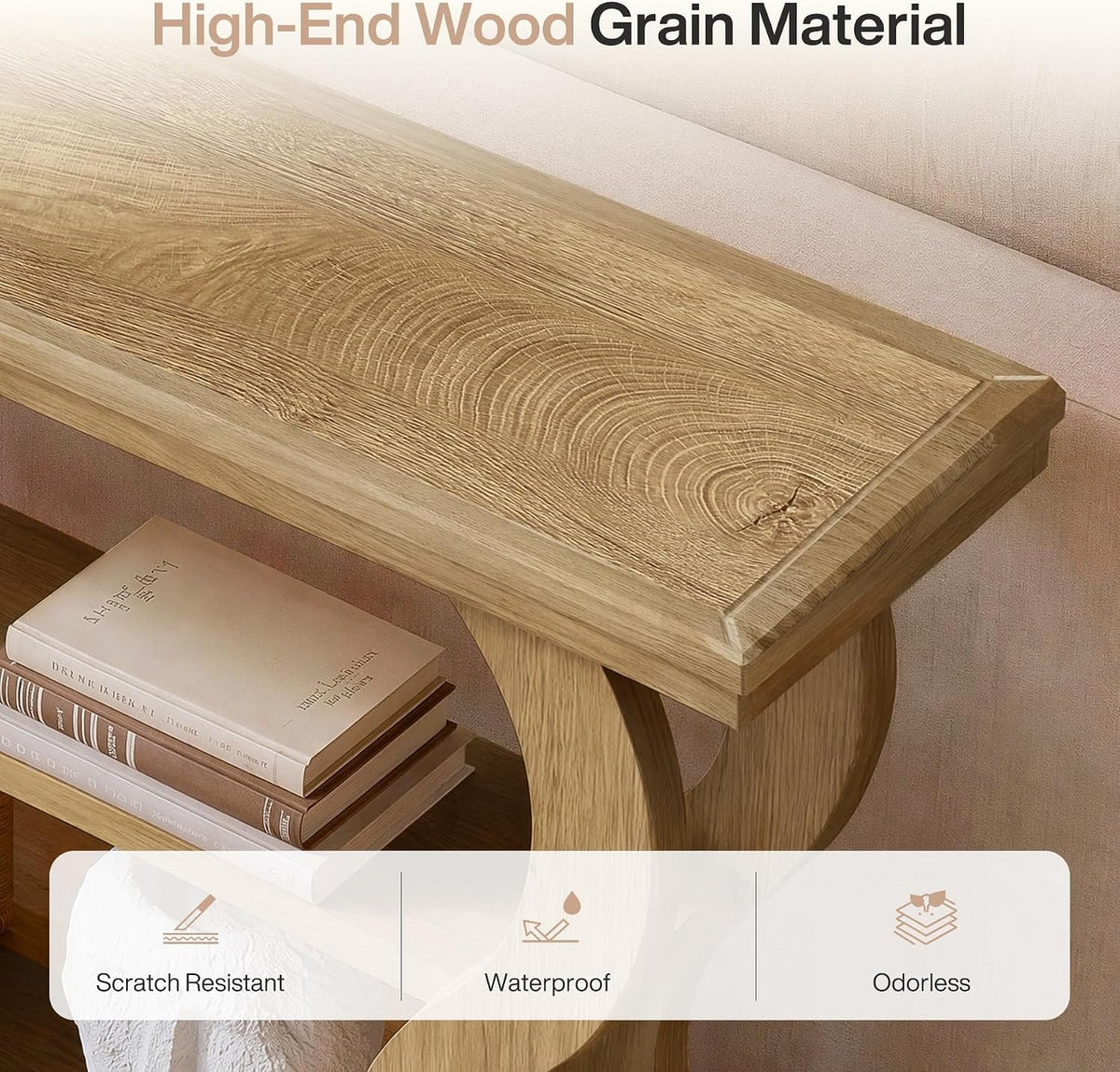 140cm Console Table, 3-Tier Narrow Wave Hallway Table for Living Room
