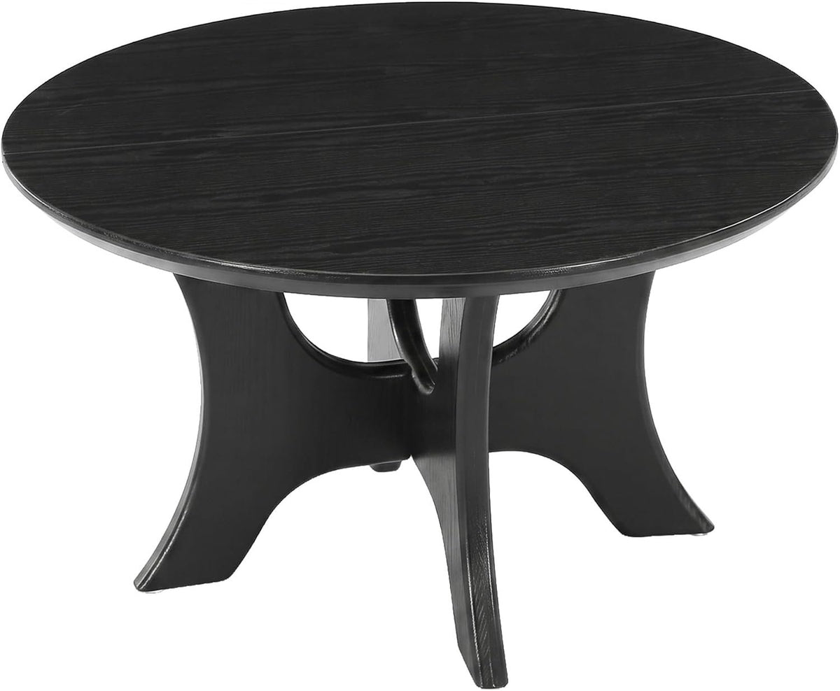 79cm Round Coffee Table, Modern Black Cross Base for Living Room
