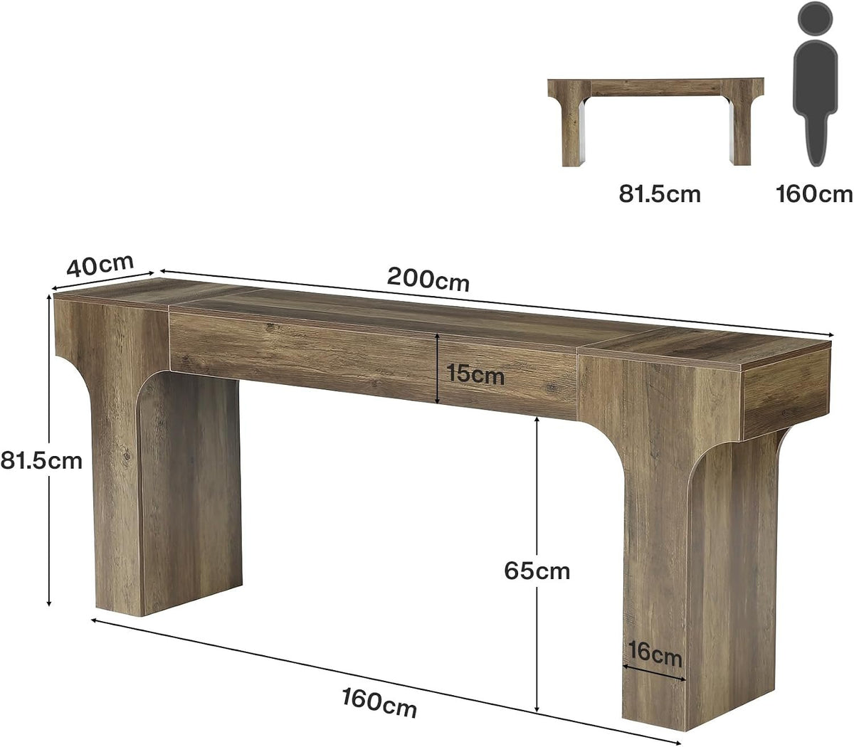 200cm Console Table, Long Hallway Table with Curved Legs for Entryway