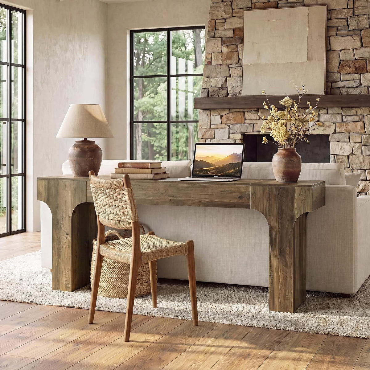 200cm Console Table, Long Hallway Table with Curved Legs for Entryway
