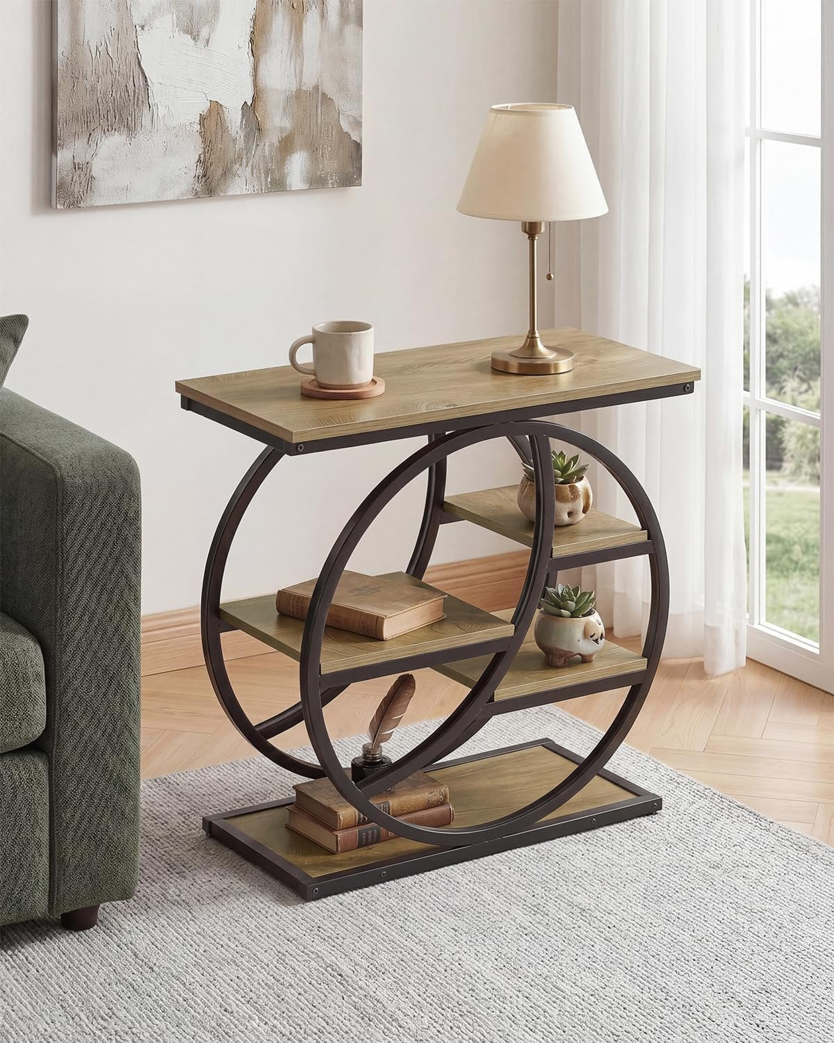 65cm Narrow Side Table, 4-Tier Bedside Table with Storage for Living Room Bedroom