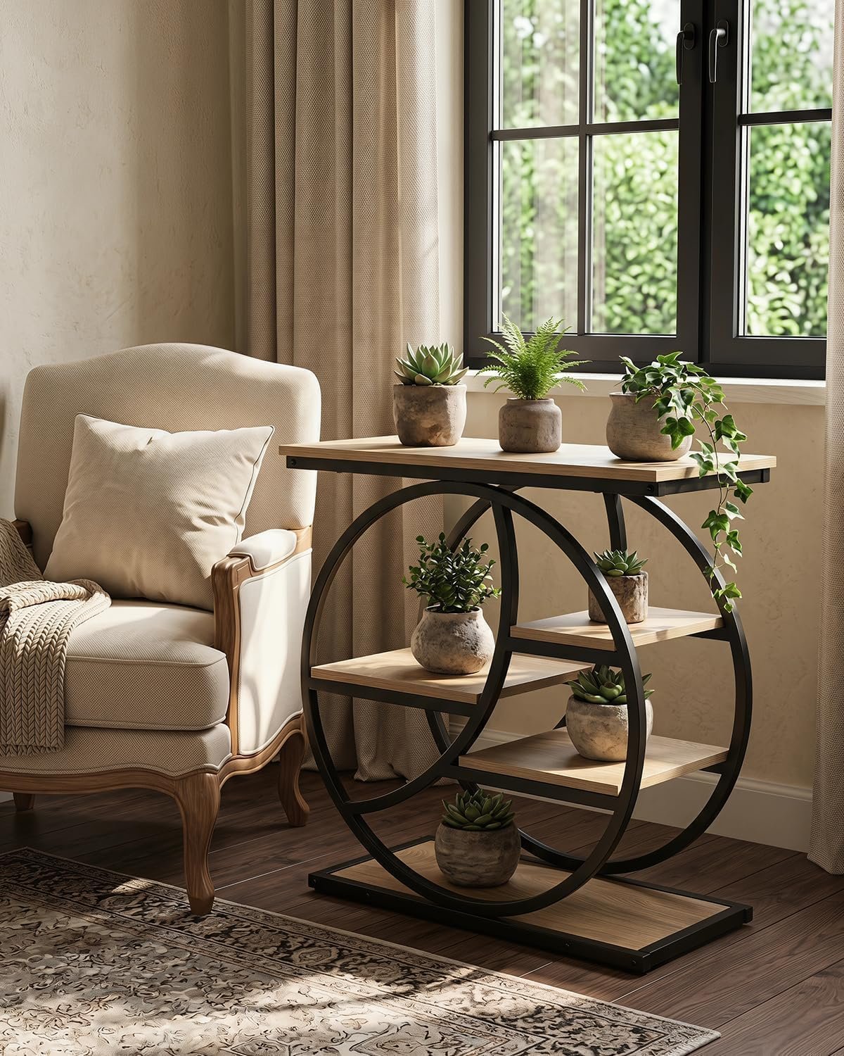 65cm Narrow Side Table, 4-Tier Bedside Table with Storage for Living Room Bedroom