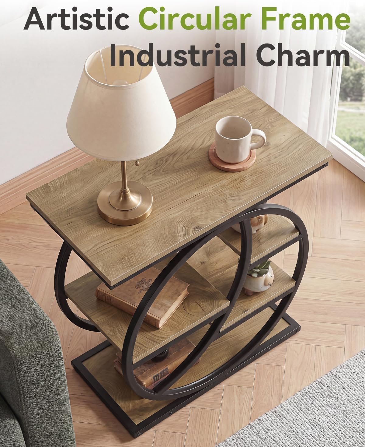 65cm Narrow Side Table, 4-Tier Bedside Table with Storage for Living Room Bedroom