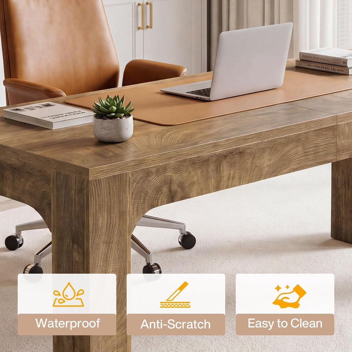 180cm Dining Table, Rustic Rectangular Table for 4-6 People