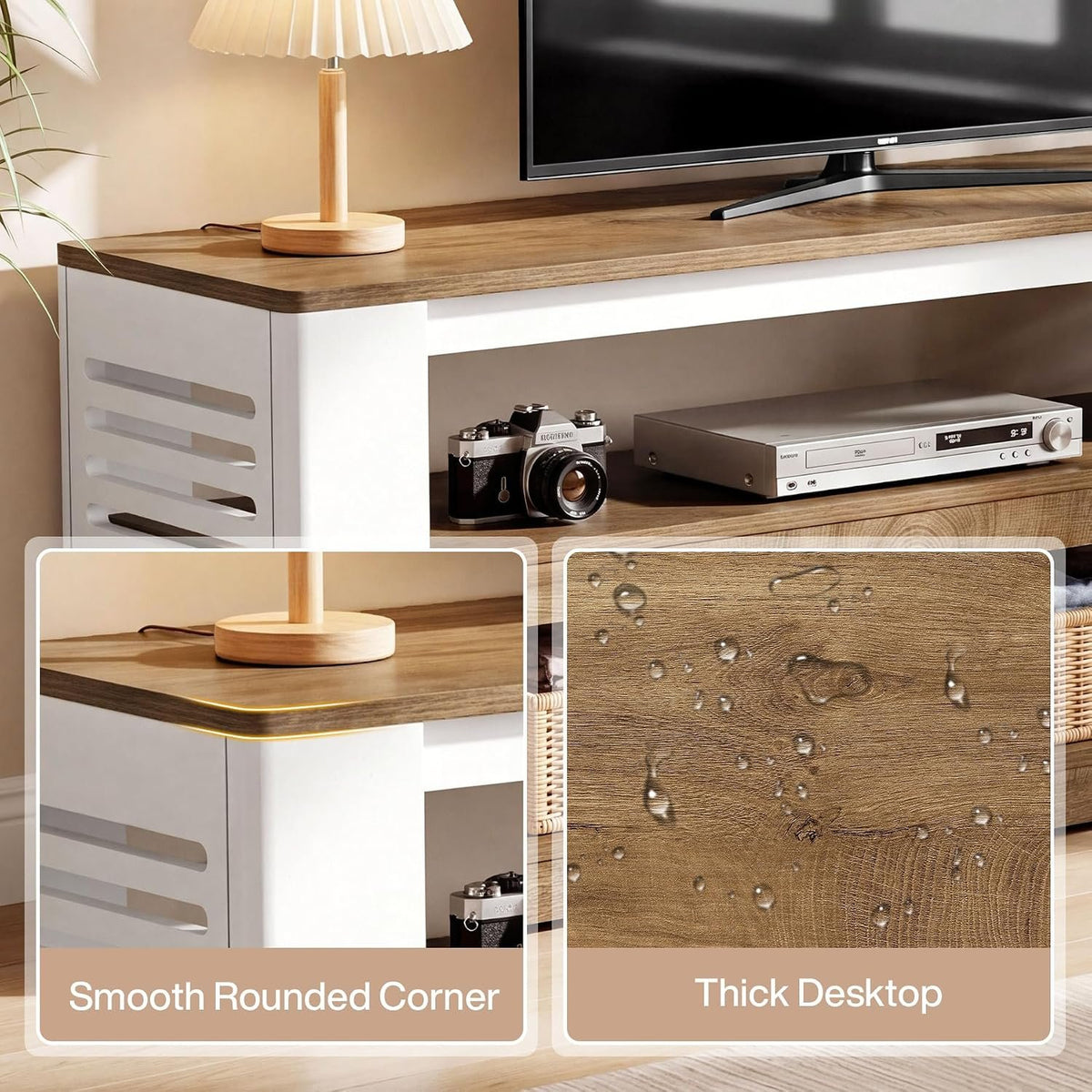 160cm TV Stand, 3-Tier Storage Cabinet for TVs up to 75"