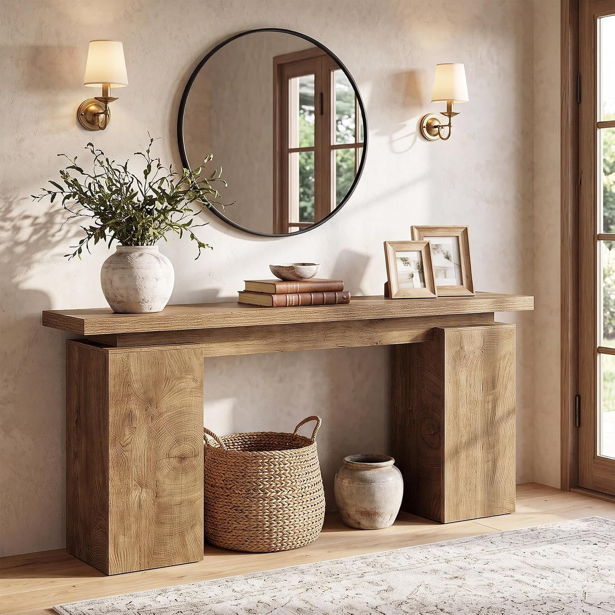 160cm Console Table, Narrow Entryway Table with Sturdy Base for Living Room