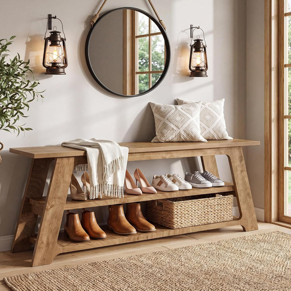 160cm Entryway Shoe Bench, Hallway & End of Bed Storage Bench
