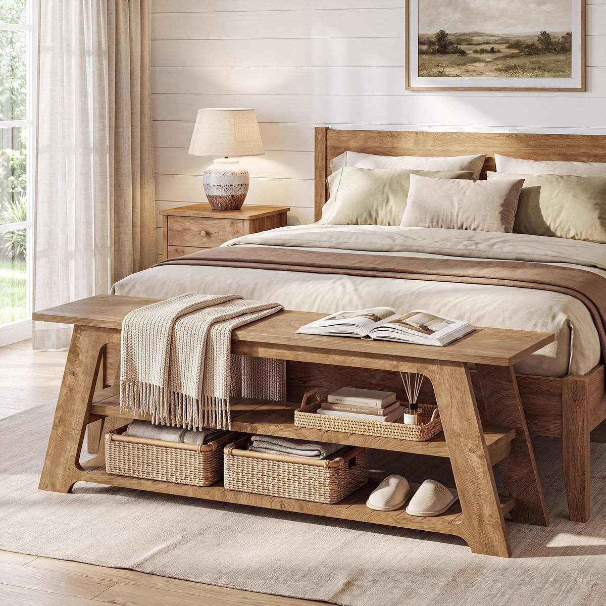 160cm Entryway Shoe Bench, Hallway & End of Bed Storage Bench