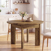 100cm Round Dining Table, 4-Seater Rustic Kitchen Table with Thick Curved Legs 3