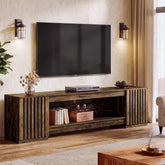 198cm TV Stand, Farmhouse Console Table with Cabinets & Open Shelf for TVs up to 85" 3