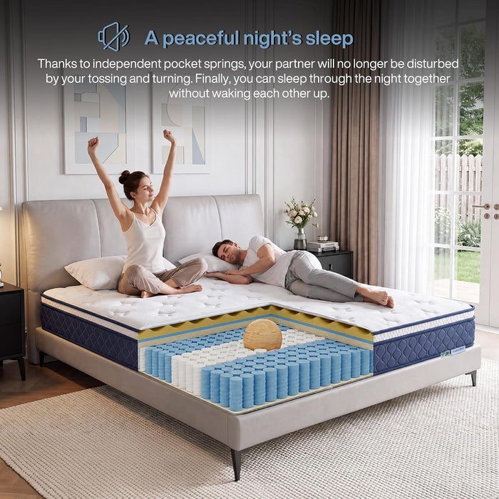 Tribesigns 9-zone pocket spring mattress with memory foam and a Lyocell cover