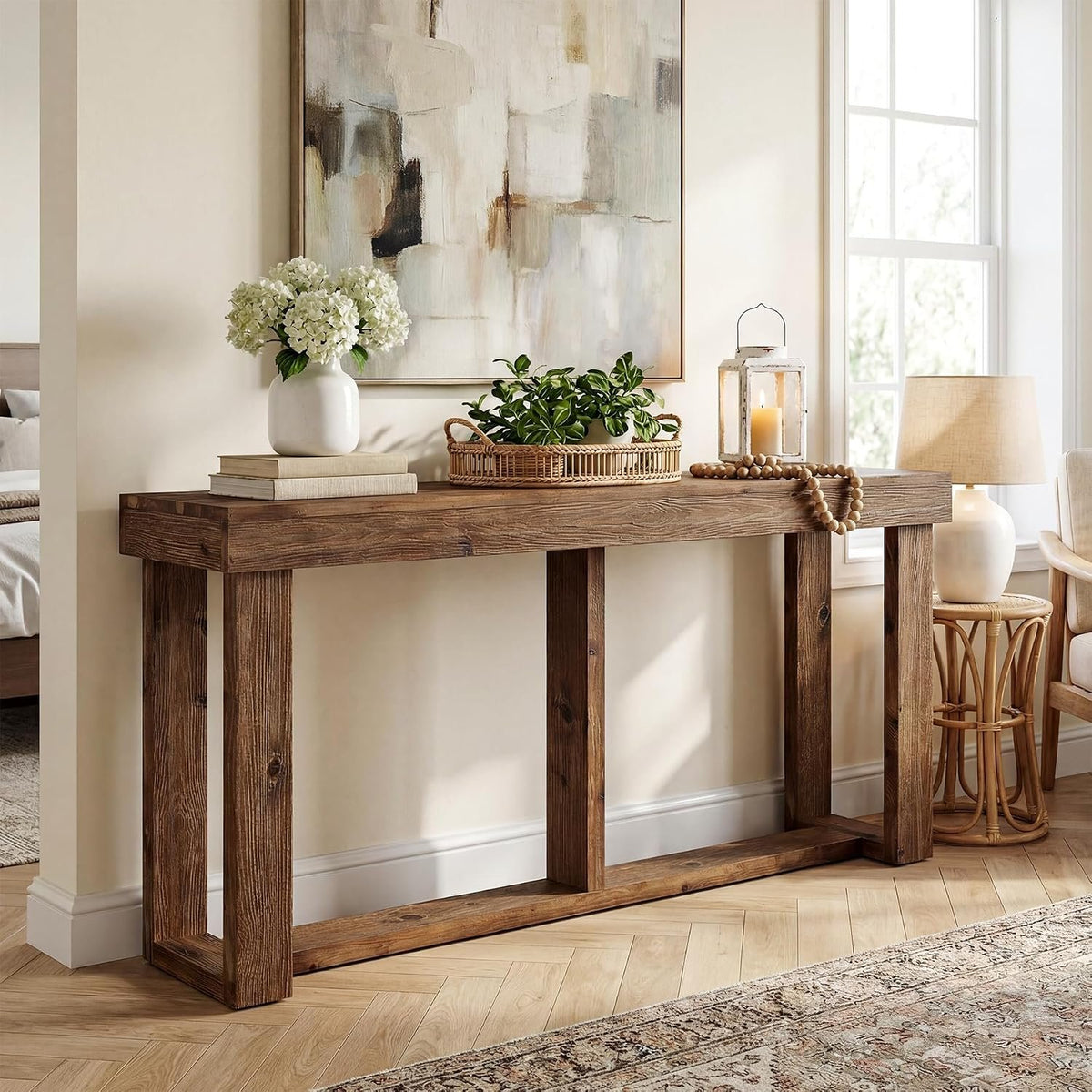 160cm Console Table, Narrow Rustic Entryway Table for Hallway Living Room