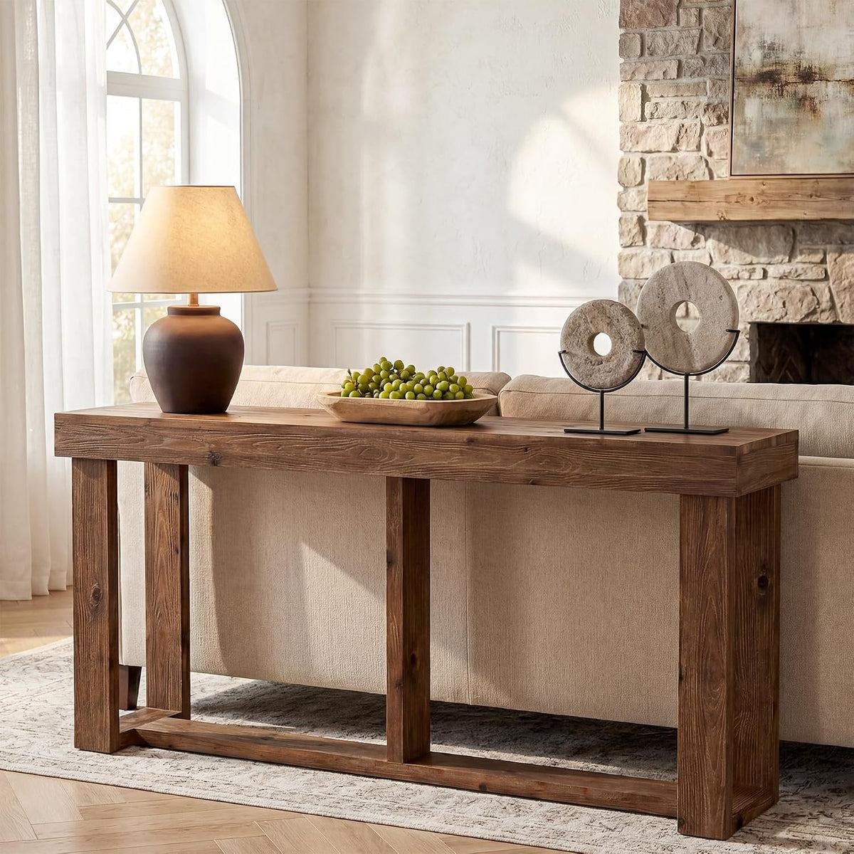 160cm Console Table, Narrow Rustic Entryway Table for Hallway Living Room