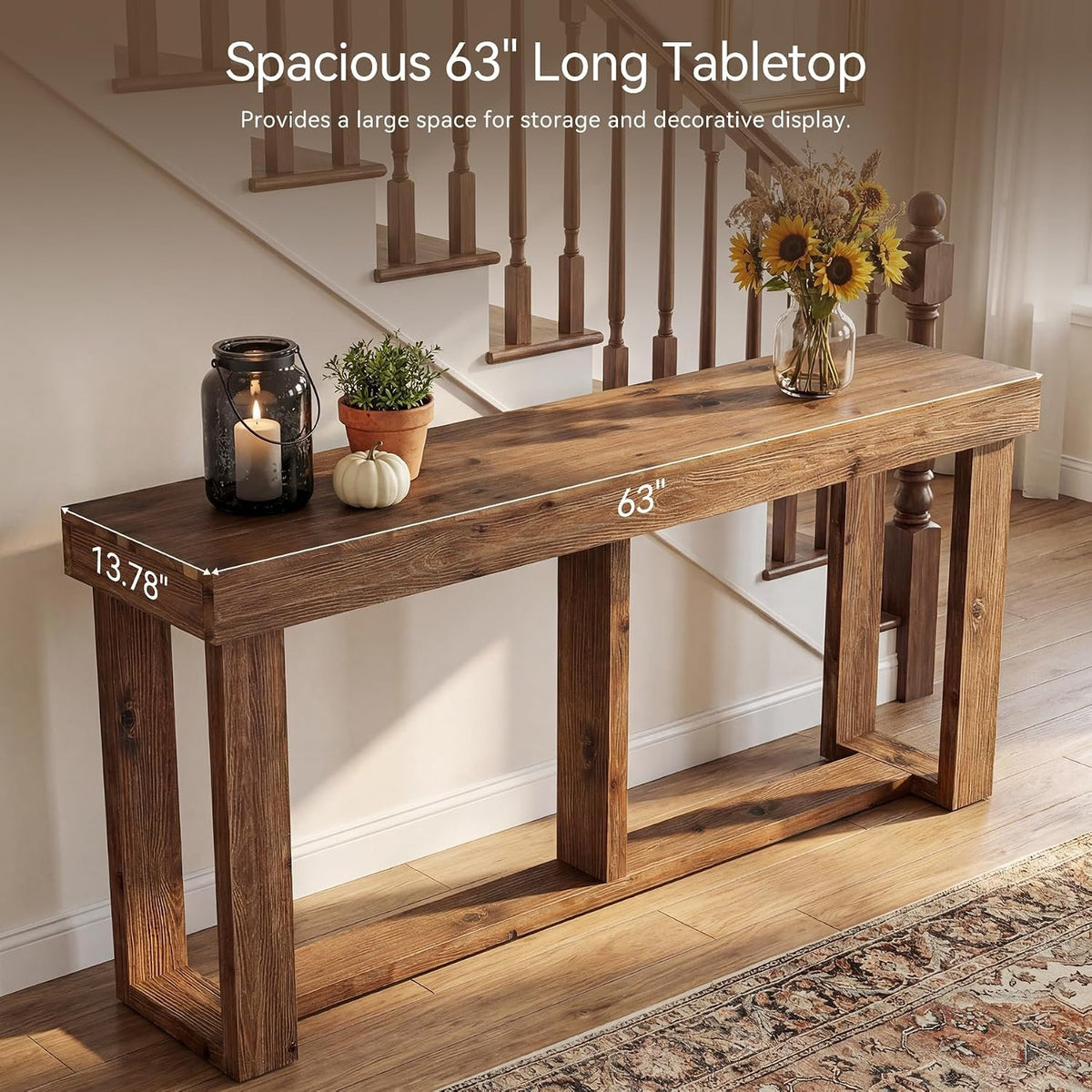 160cm Console Table, Narrow Rustic Entryway Table for Hallway Living Room