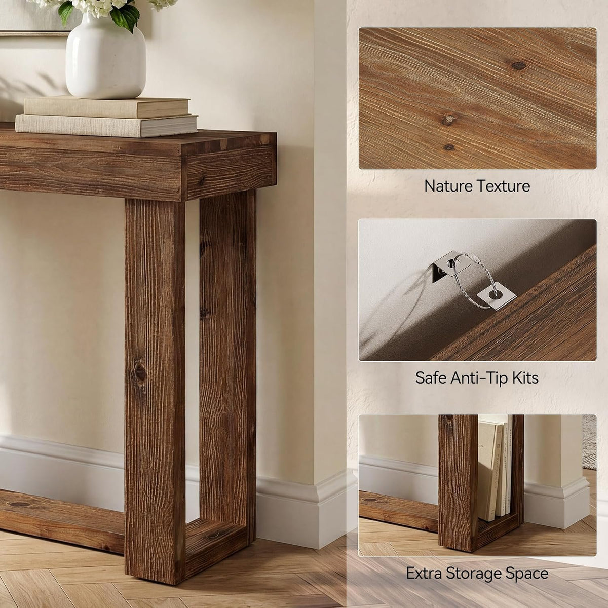 160cm Console Table, Narrow Rustic Entryway Table for Hallway Living Room