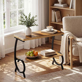 60cm Narrow Side Table, 2-Tier Bedside Table with J-Shaped Metal Frame for Living Room Bedroom 3