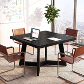 100cm Square Dining Table, Black 2-4 Seater with Trapezoid Legs 3