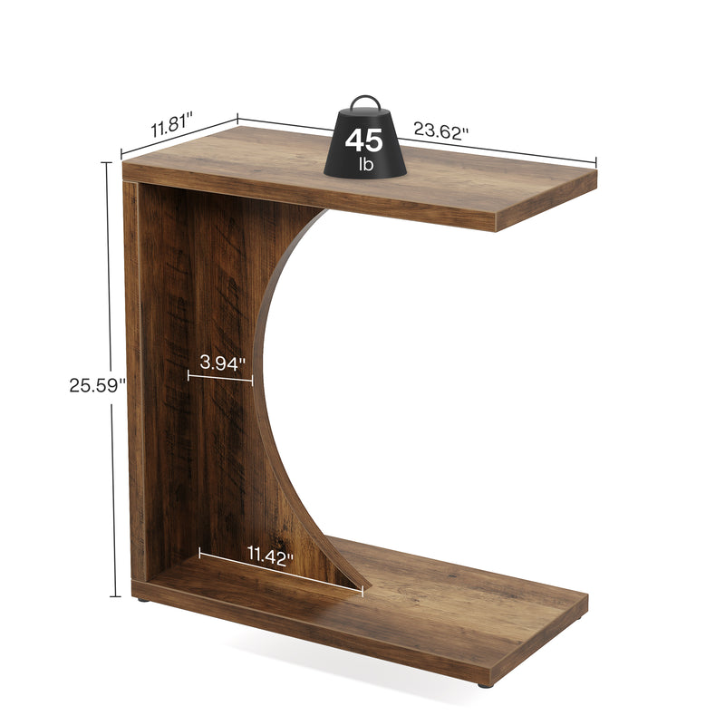 C-Shaped End Table, Sofa Side Table Couch Table for Small Space