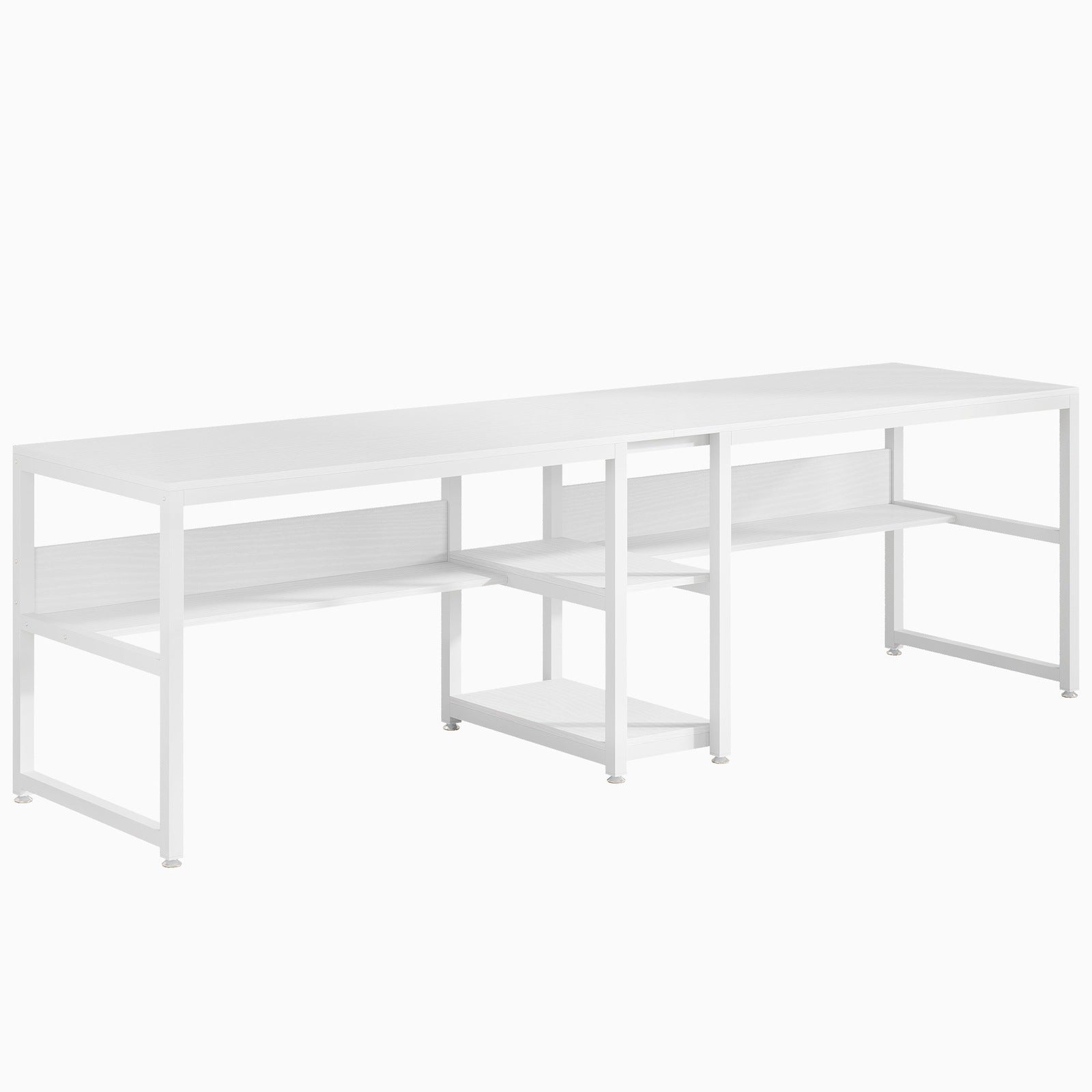 78.7 " Two Person Computer Desk with Bookshelf, Rustic Writing Desk Workstation with Shelf for Home Office