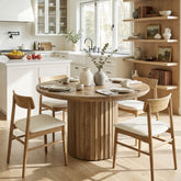 120cm Round Dining Table, Modern Kitchen Table with Fluted Pedestal Base for 4-6 3