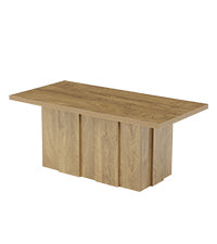120cm Rectangular Coffee Table, Modern Rustic Ribbed Base for Living Room