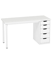 120cm Computer Desk, 5-Drawer Modern Study Table Writing Desk
