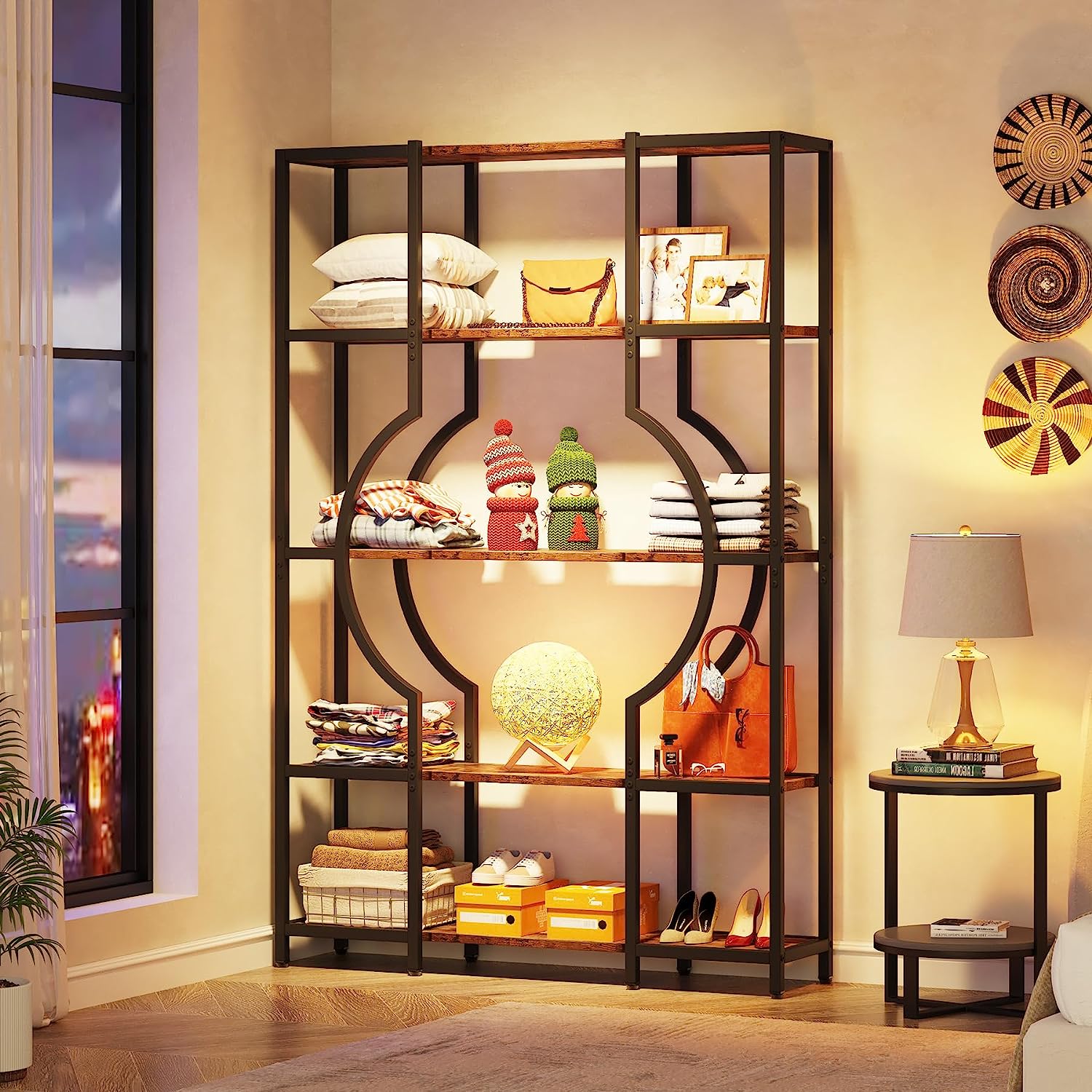 Industrial 5-Tier Bookshelf for Home Office, Modern Bookcase Shelving Unit